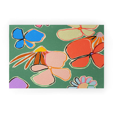 sandrapoliakov VINTAGE GARDEN GREEN Welcome Mat