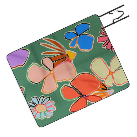 sandrapoliakov VINTAGE GARDEN GREEN Picnic Blanket