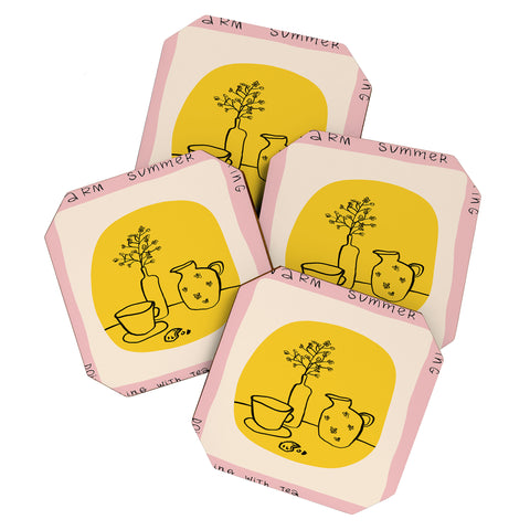 sandrapoliakov WARM SUMMER EVENING DOING NOTHING Coaster Set