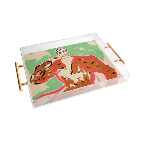 sandrapoliakov WOMAN IN A TERRACOTTA DRESS Acrylic Tray