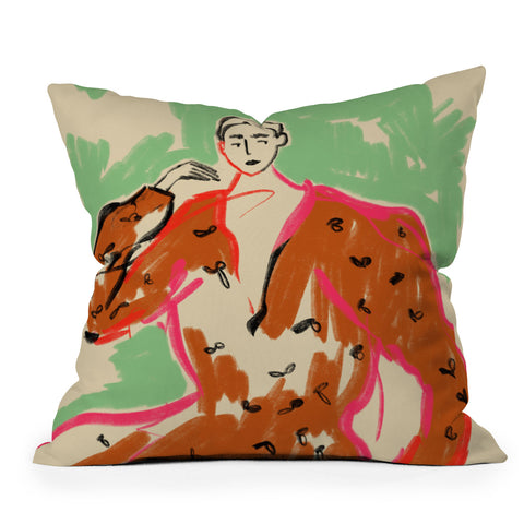 sandrapoliakov WOMAN IN A TERRACOTTA DRESS Outdoor Throw Pillow