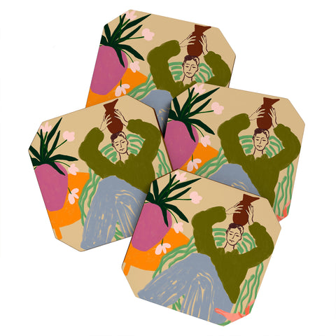 sandrapoliakov WOMAN WITH VESSEL Coaster Set