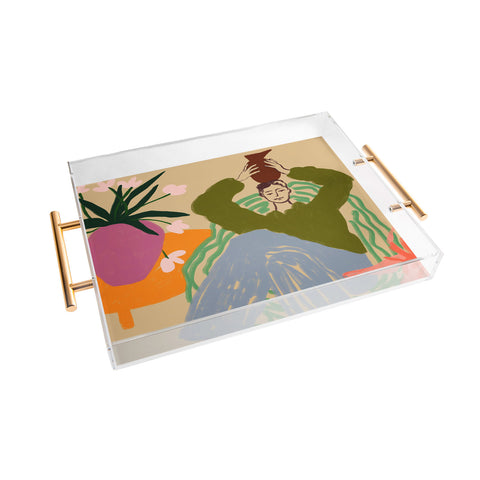 sandrapoliakov WOMAN WITH VESSEL Acrylic Tray