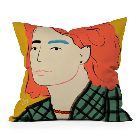 sandrapoliakov WOOL COAT GIRL Outdoor Throw Pillow