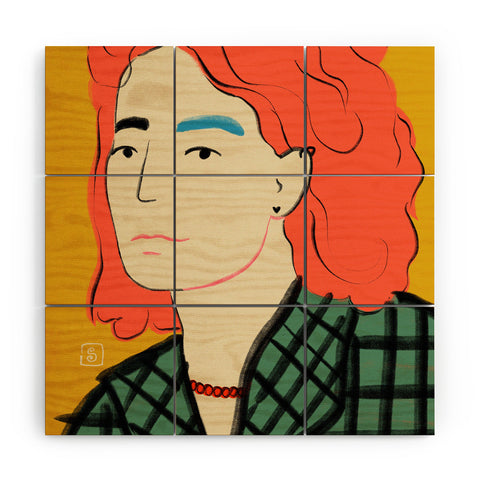 sandrapoliakov WOOL COAT GIRL Wood Wall Mural