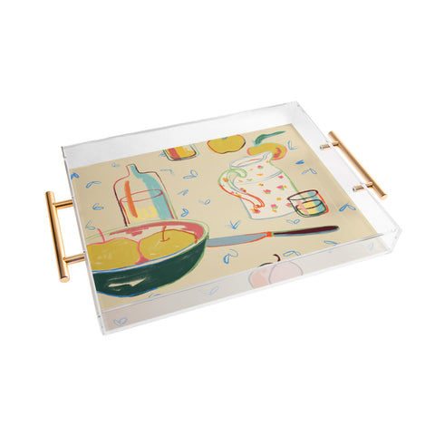 sandrapoliakov YELLOW APPLES I Acrylic Tray