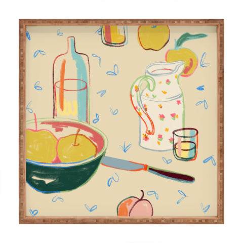 sandrapoliakov YELLOW APPLES I Square Tray
