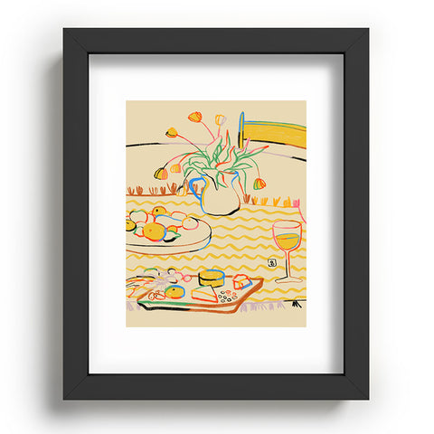 sandrapoliakov YELLOW TULIPS WINE AND CHEESE Recessed Framing Rectangle