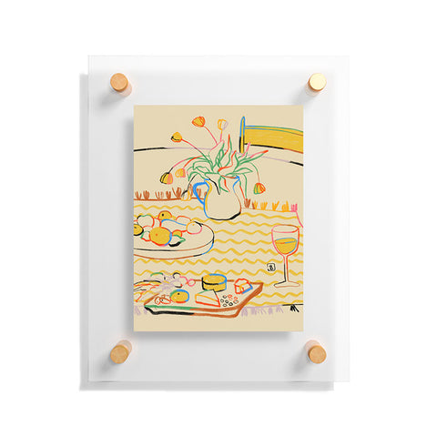 sandrapoliakov YELLOW TULIPS WINE AND CHEESE Floating Acrylic Print