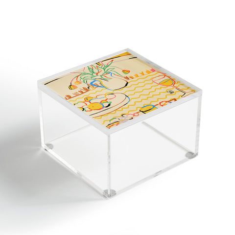 sandrapoliakov YELLOW TULIPS WINE AND CHEESE Acrylic Box