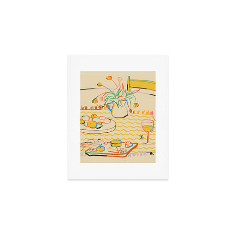 sandrapoliakov YELLOW TULIPS WINE AND CHEESE Art Print