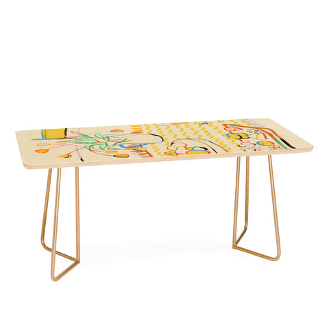 sandrapoliakov YELLOW TULIPS WINE AND CHEESE Coffee Table
