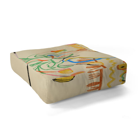 sandrapoliakov YELLOW TULIPS WINE AND CHEESE Floor Pillow Square