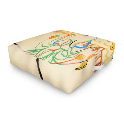 sandrapoliakov YELLOW TULIPS WINE AND CHEESE Outdoor Floor Cushion