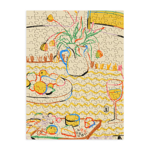 sandrapoliakov YELLOW TULIPS WINE AND CHEESE Puzzle