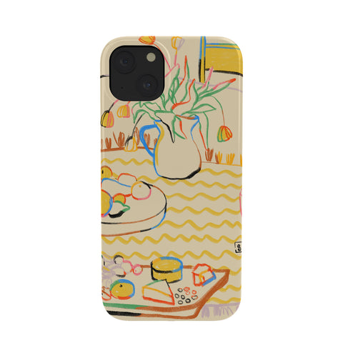 sandrapoliakov YELLOW TULIPS WINE AND CHEESE Phone Case