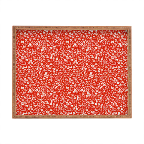 Schatzi Brown Agatha Floral Apple Red Rectangular Tray