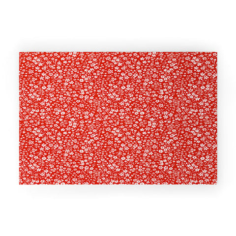 Schatzi Brown Agatha Floral Apple Red Welcome Mat