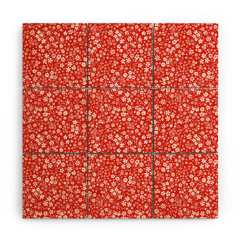 Schatzi Brown Agatha Floral Apple Red Wood Wall Mural