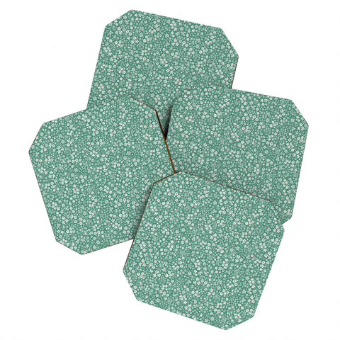Schatzi Brown Agatha Floral Green Coaster Set