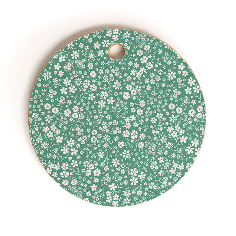 Schatzi Brown Agatha Floral Green Cutting Board Round