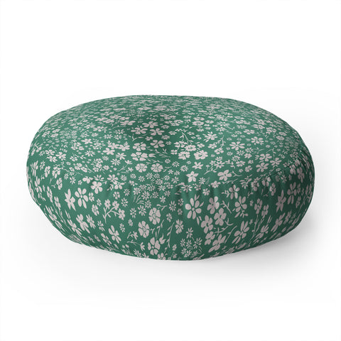 Schatzi Brown Agatha Floral Green Floor Pillow Round