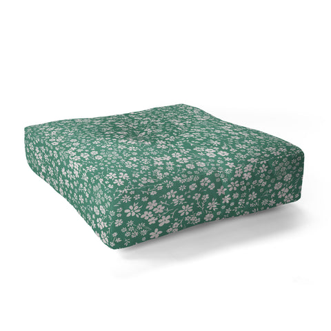 Schatzi Brown Agatha Floral Green Floor Pillow Square