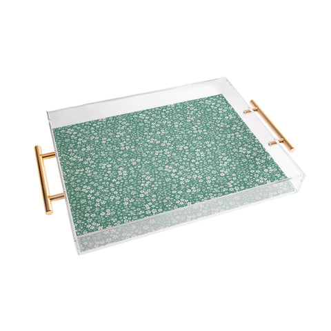 Schatzi Brown Agatha Floral Green Acrylic Tray