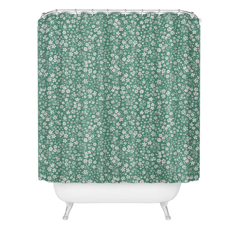 Schatzi Brown Agatha Floral Green Shower Curtain