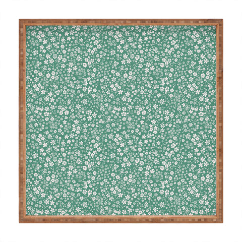Schatzi Brown Agatha Floral Green Square Tray