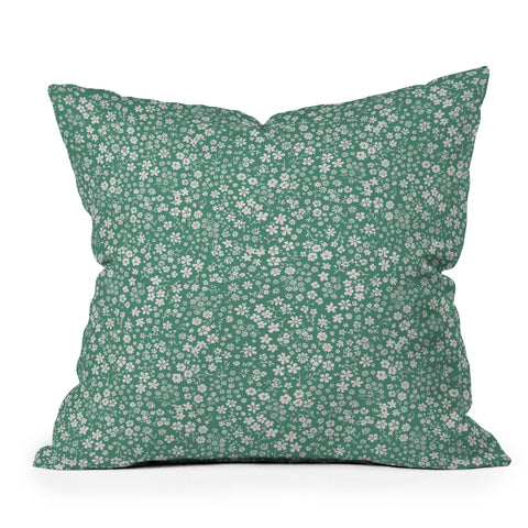 Schatzi Brown Agatha Floral Green Outdoor Throw Pillow
