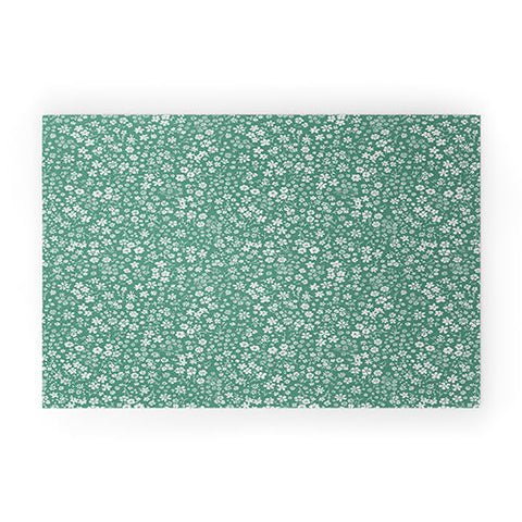 Schatzi Brown Agatha Floral Green Welcome Mat