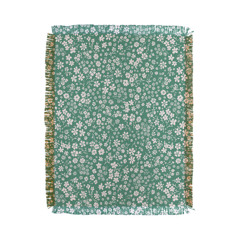 Schatzi Brown Agatha Floral Green Throw Blanket