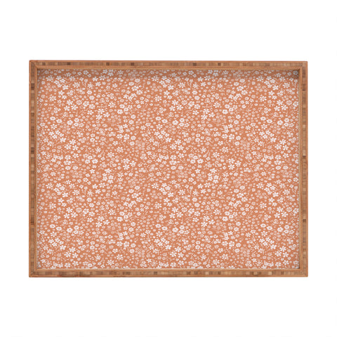 Schatzi Brown Agatha Floral Peach Rectangular Tray