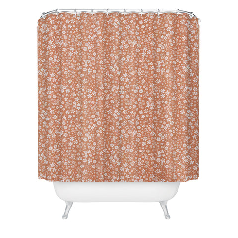 Schatzi Brown Agatha Floral Peach Shower Curtain