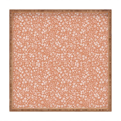 Schatzi Brown Agatha Floral Peach Square Tray