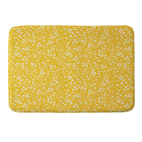 Schatzi Brown Agatha Floral Yellow Memory Foam Bath Mat