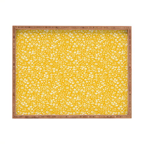 Schatzi Brown Agatha Floral Yellow Rectangular Tray