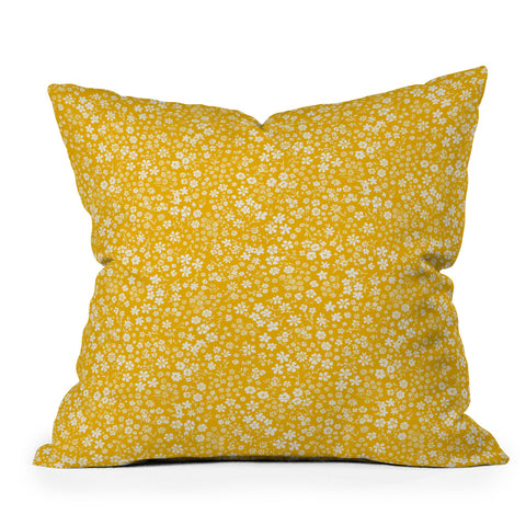 Schatzi Brown Agatha Floral Yellow Throw Pillow