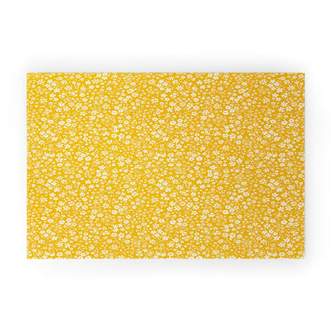 Schatzi Brown Agatha Floral Yellow Welcome Mat