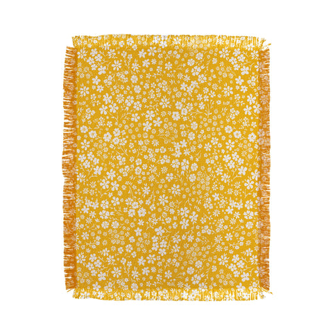 Schatzi Brown Agatha Floral Yellow Throw Blanket