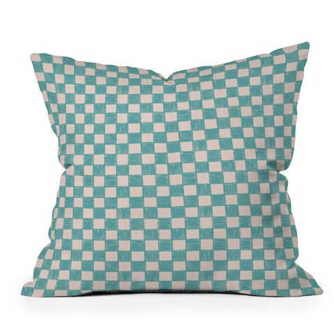 Schatzi Brown Alice Check Mint Outdoor Throw Pillow