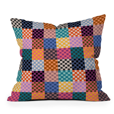 Schatzi Brown Alice Check Multi Outdoor Throw Pillow