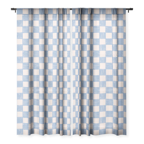 Schatzi Brown Alice Check Powder Sheer Window Curtain