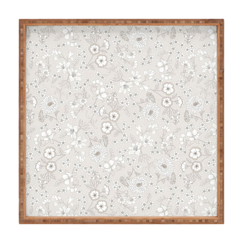 Schatzi Brown Audrey Floral Beige Neutral Square Tray