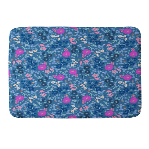 Schatzi Brown Audrey Floral Blue Memory Foam Bath Mat