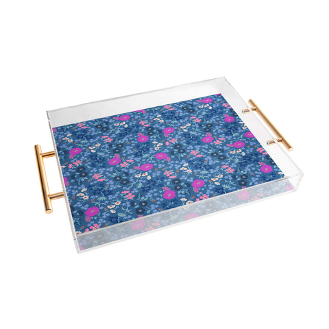 Schatzi Brown Audrey Floral Blue Acrylic Tray