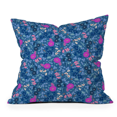 Schatzi Brown Audrey Floral Blue Throw Pillow