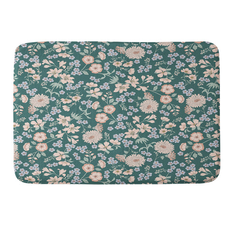 Schatzi Brown Audrey Floral Green Memory Foam Bath Mat
