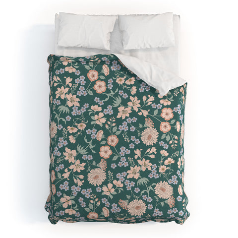 Schatzi Brown Audrey Floral Green Duvet Cover